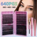 Eyelash Extension Kit DIY 640pcs 9-16mm 30D 40D 50D Lash Clusters Kit